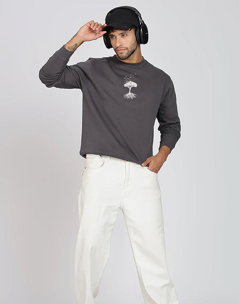 Unisex Premium Oversized Cotton Sweatshirt - Embroidery Tree