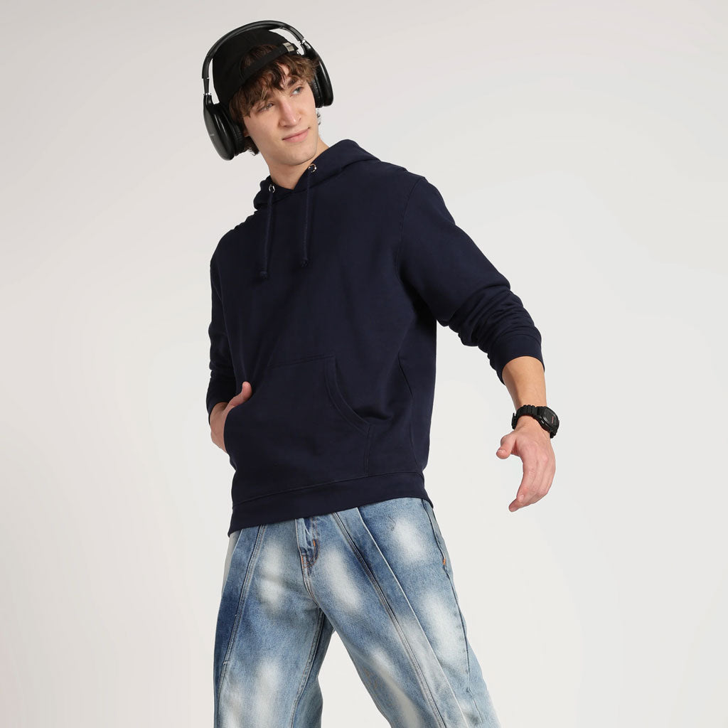 Cotton Oversized Navy Blue Hoodie