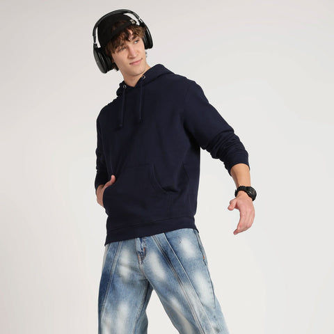 Cotton Oversized Navy Blue Hoodie