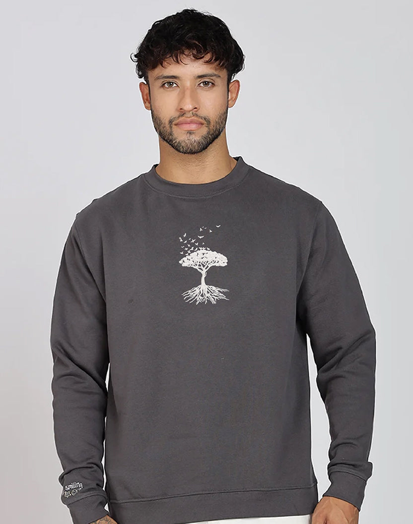 Unisex Premium Oversized Cotton Sweatshirt - Embroidery Tree