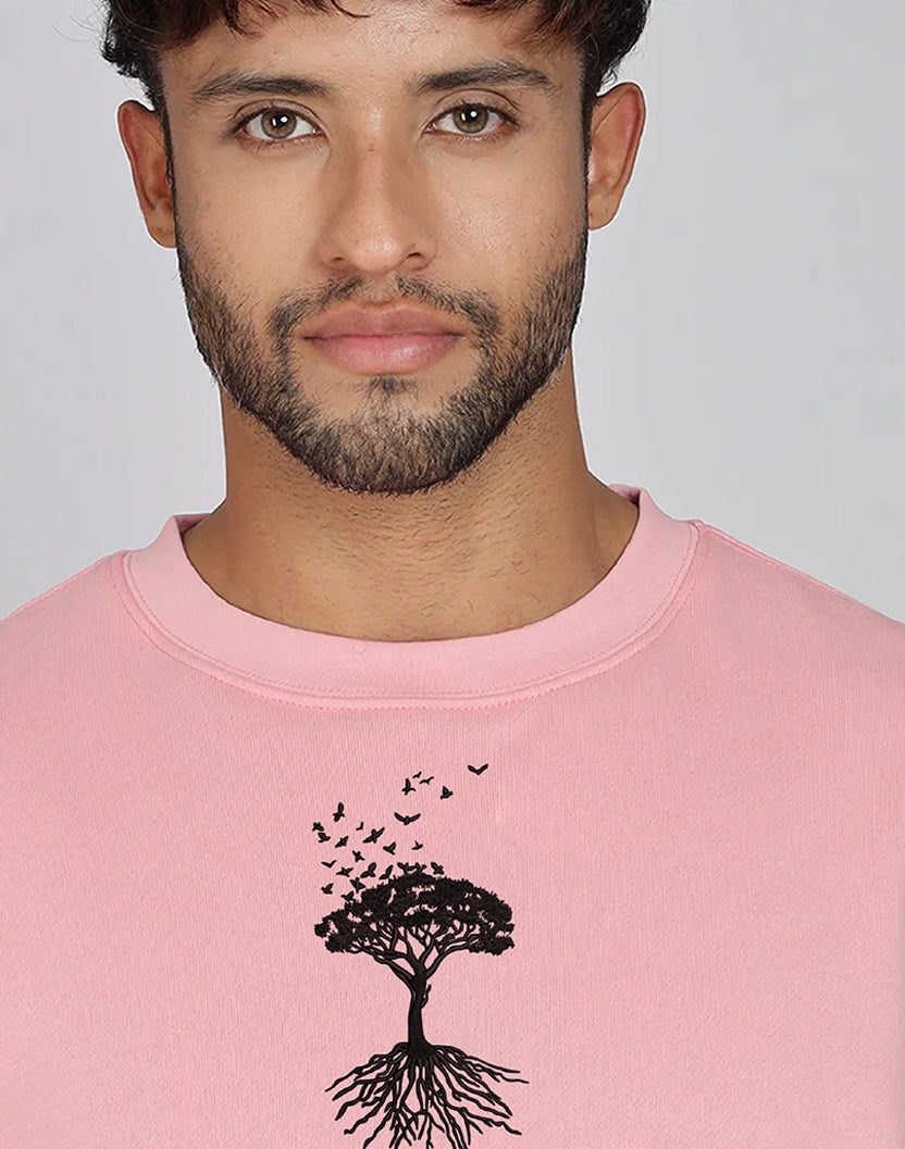 Unisex Premium Oversized Cotton Sweatshirt - Embroidery Tree