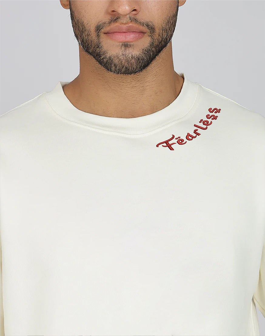 Unisex Premium Oversized Cotton Sweatshirt - Embroidery Fearless
