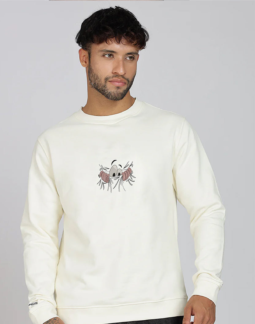 Unisex Premium Oversized Cotton Sweatshirt - Embroidery Don’t Look At Me