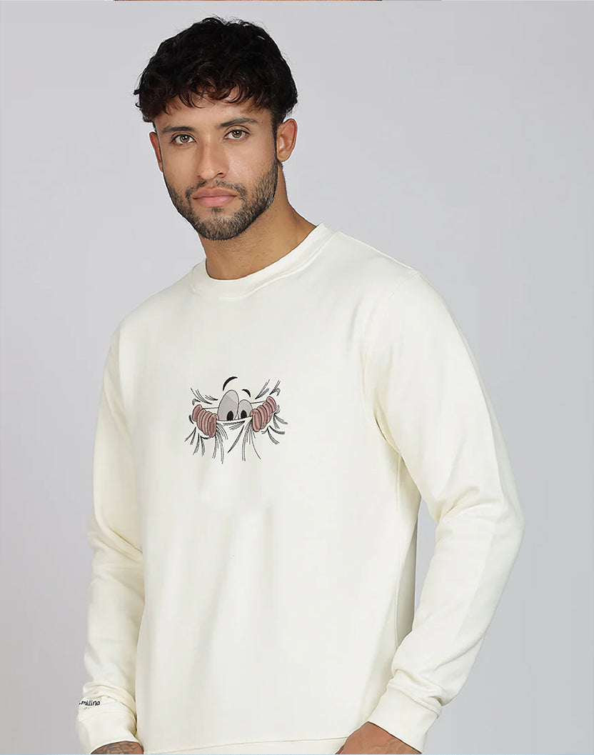 Unisex Premium Oversized Cotton Sweatshirt - Embroidery Don’t Look At Me