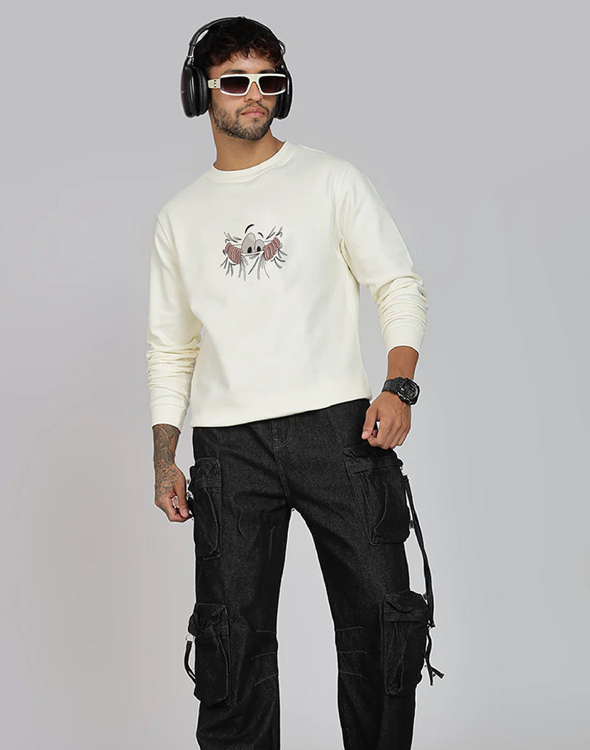 Unisex Premium Oversized Cotton Sweatshirt - Embroidery Don’t Look At Me