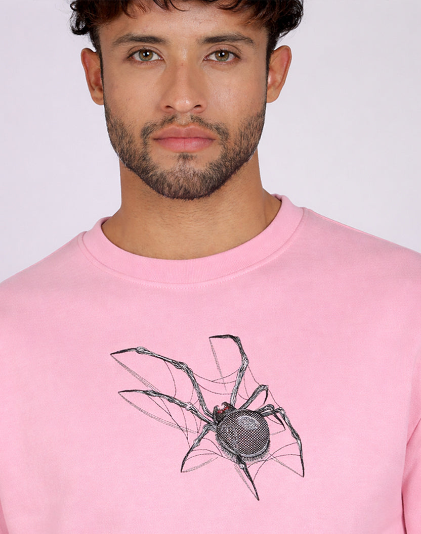 Unisex Premium Oversized Cotton Sweatshirt - Embroidery Spider