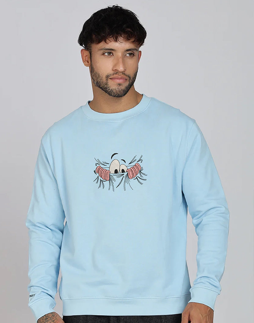 Unisex Premium Oversized Cotton Sweatshirt - Embroidery Don’t Look At Me