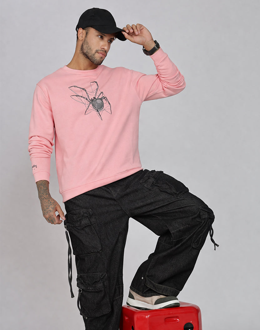 Unisex Premium Oversized Cotton Sweatshirt - Embroidery Spider