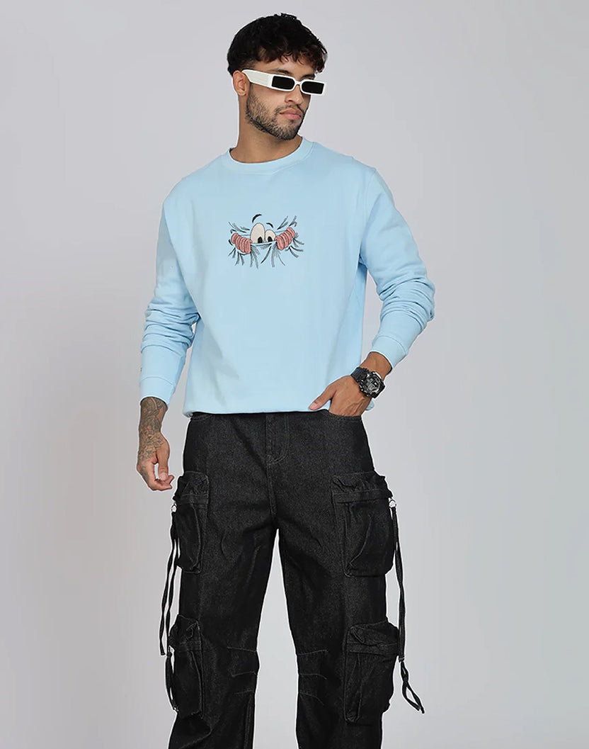 Unisex Premium Oversized Cotton Sweatshirt - Embroidery Don’t Look At Me