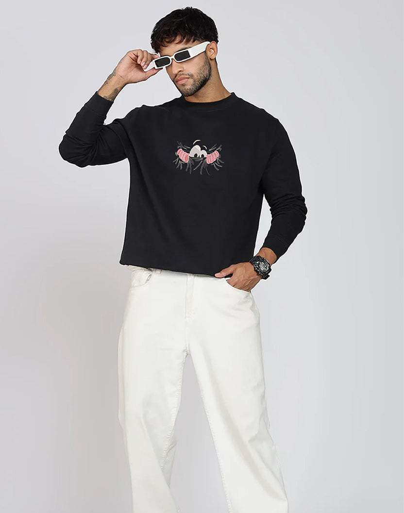 Unisex Premium Oversized Cotton Sweatshirt - Embroidery Don’t Look At Me