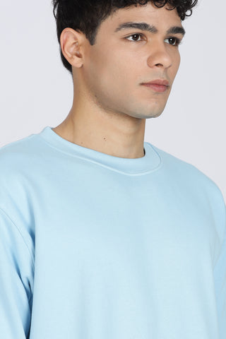 Cotton Oversized Light Blue Sweatshirt