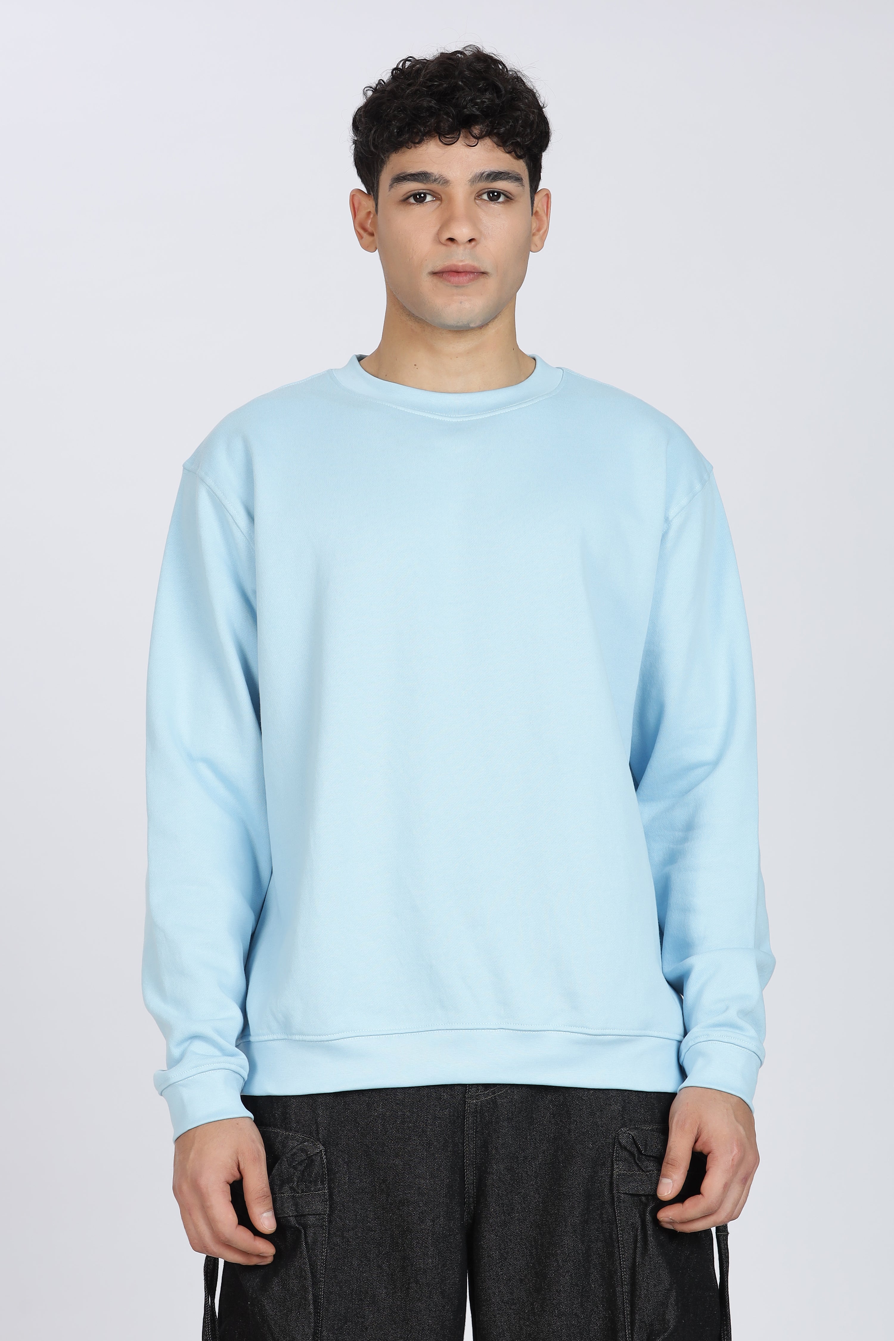 Cotton Oversized Light Blue Sweatshirt