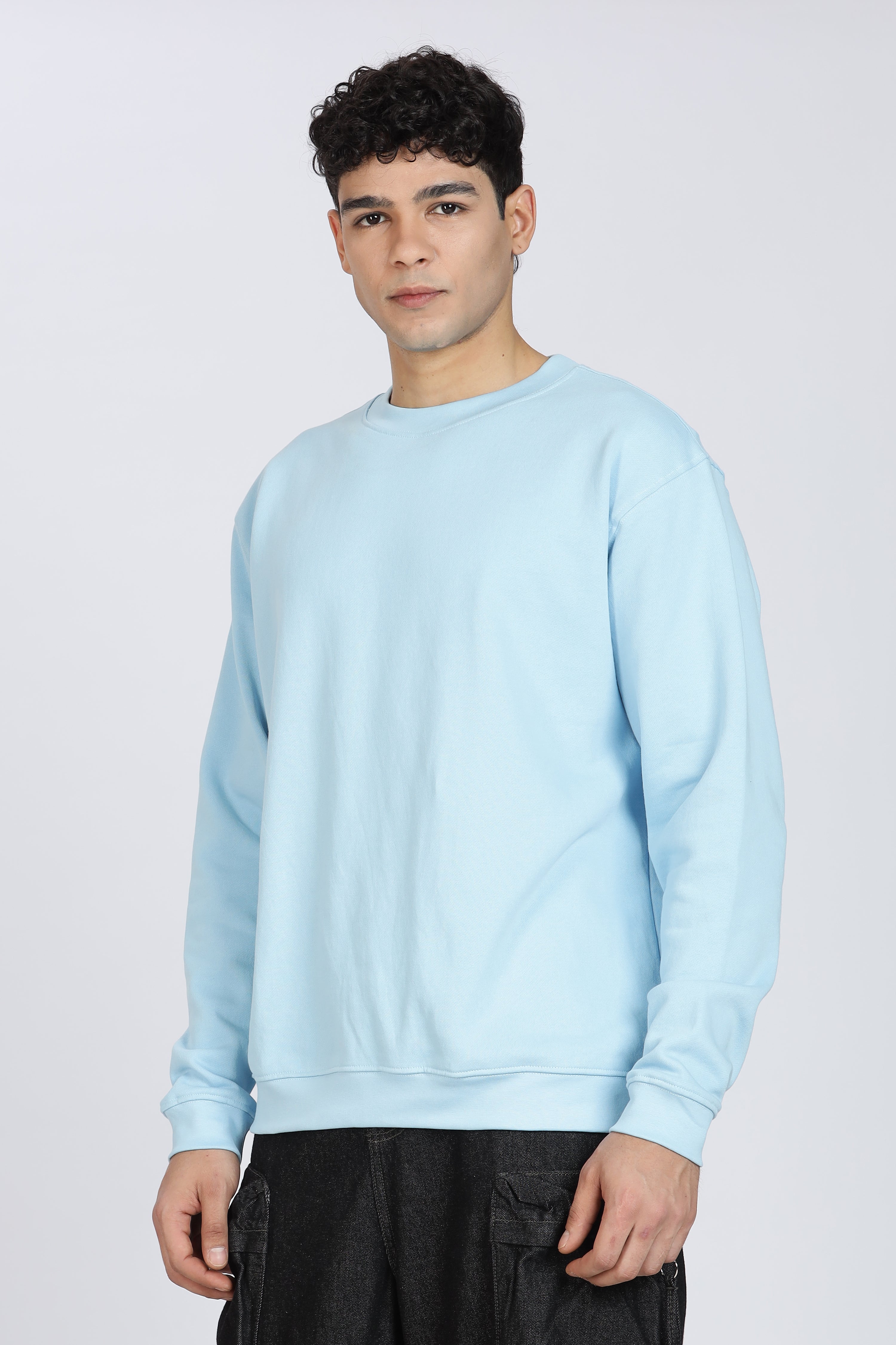 Cotton Oversized Light Blue Sweatshirt