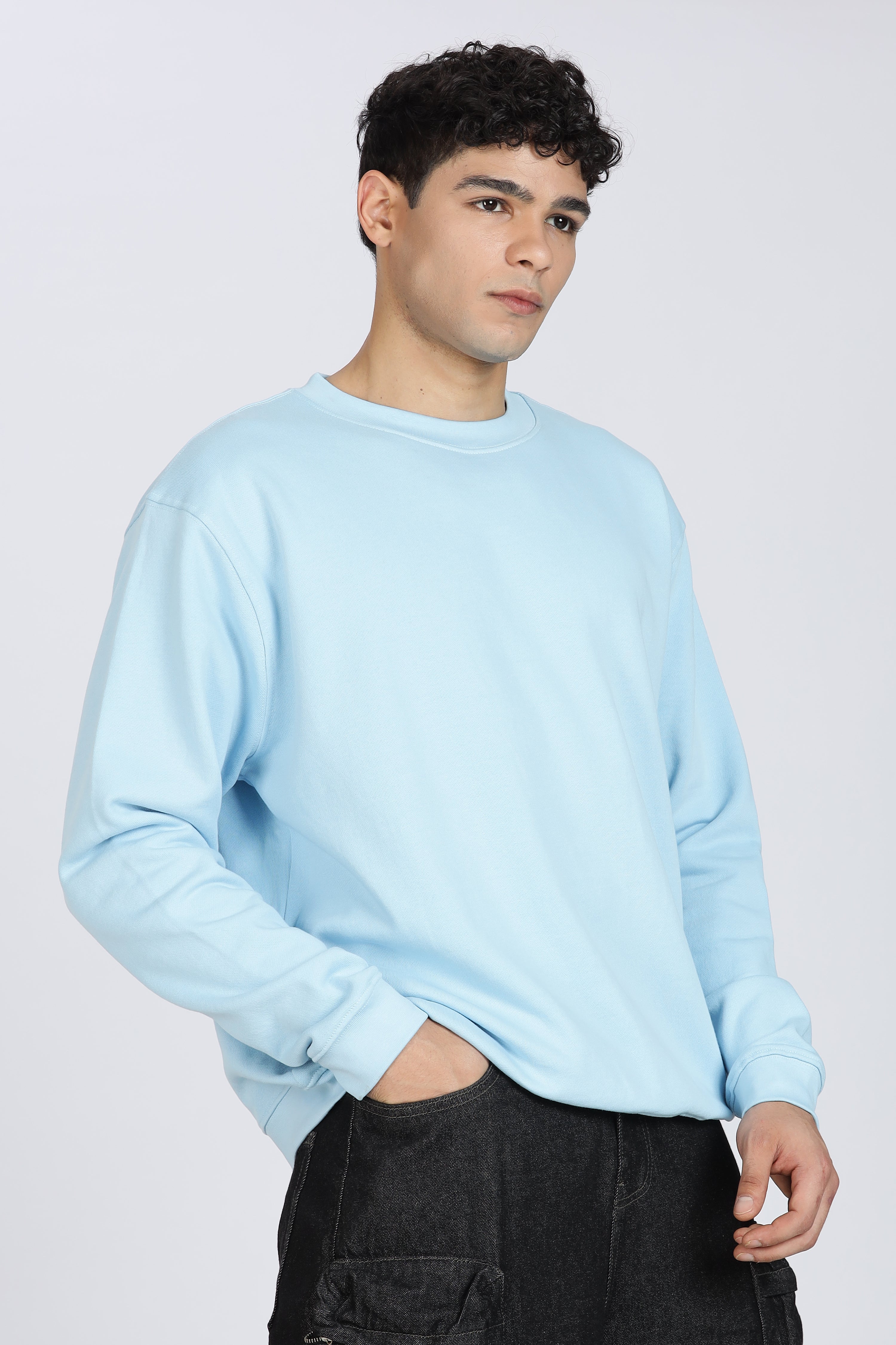 Cotton Oversized Light Blue Sweatshirt