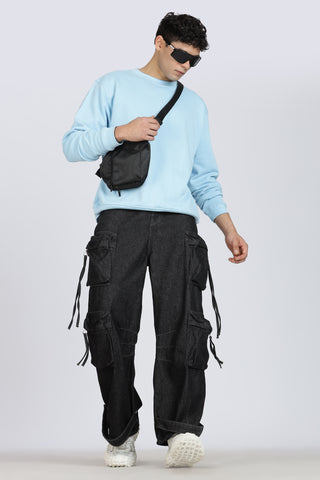 Cotton Oversized Light Blue Sweatshirt