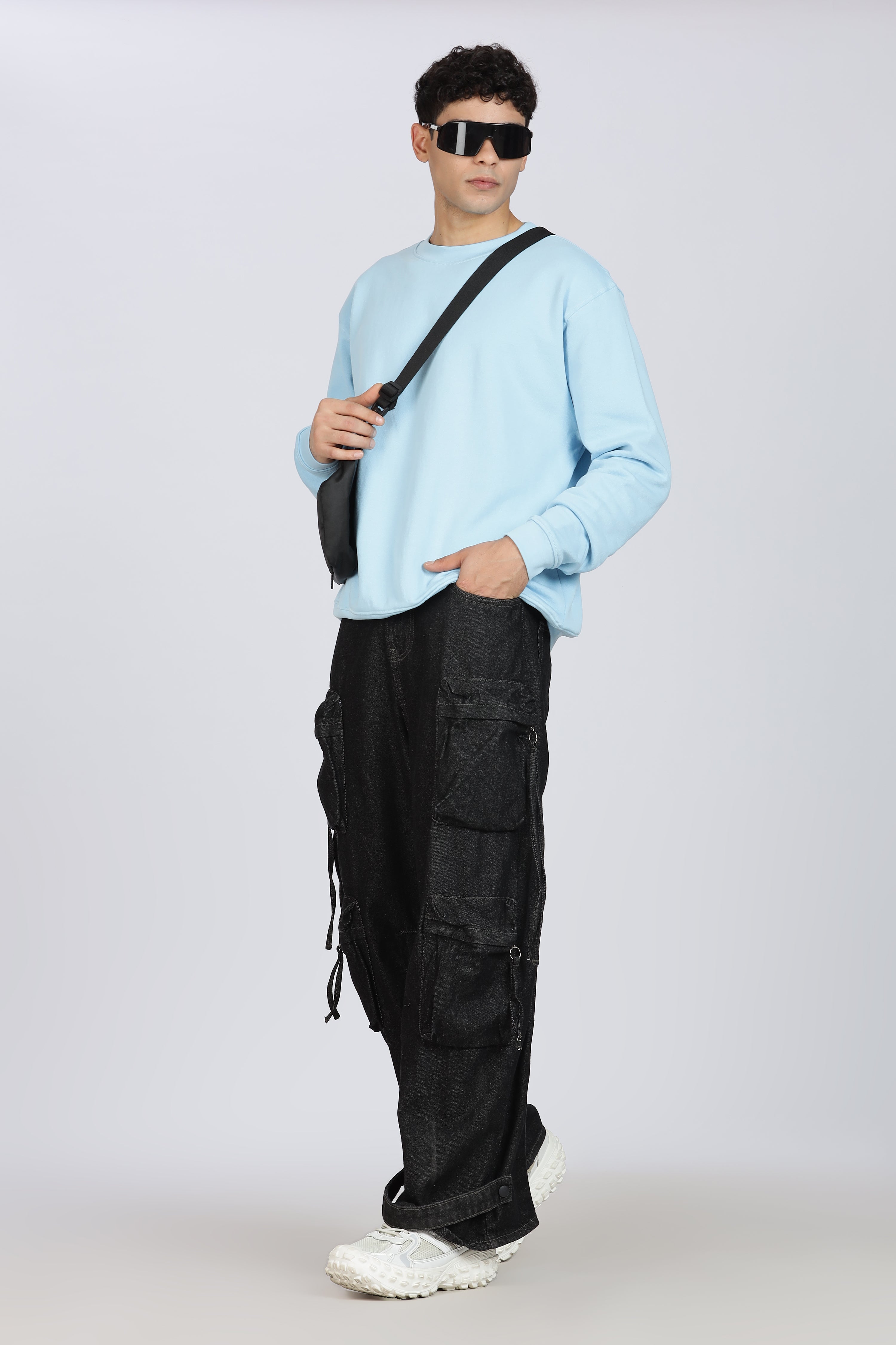 Cotton Oversized Light Blue Sweatshirt