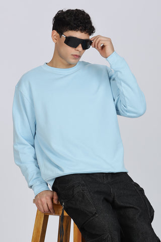 Cotton Oversized Light Blue Sweatshirt