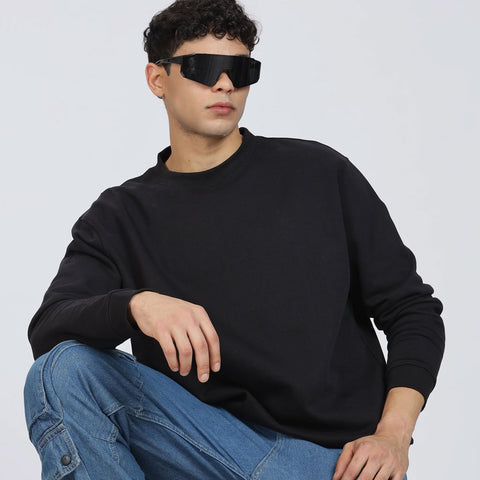 Cotton Oversized Black Sweatshirt