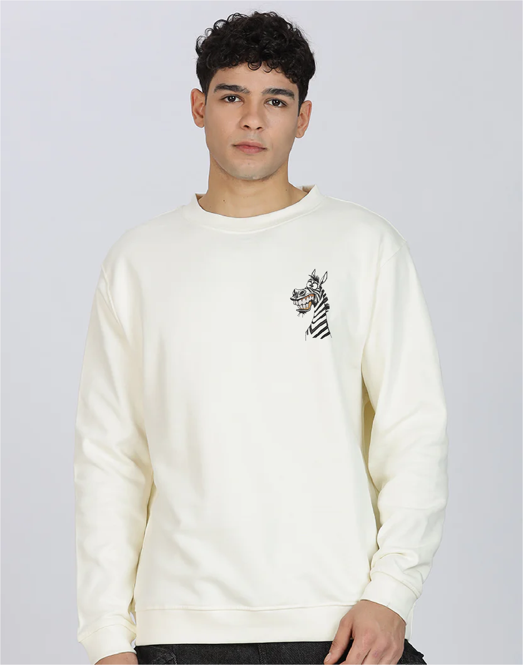 Unisex Premium Oversized Cotton Sweatshirt - Embroidery Ziggy the Zebra