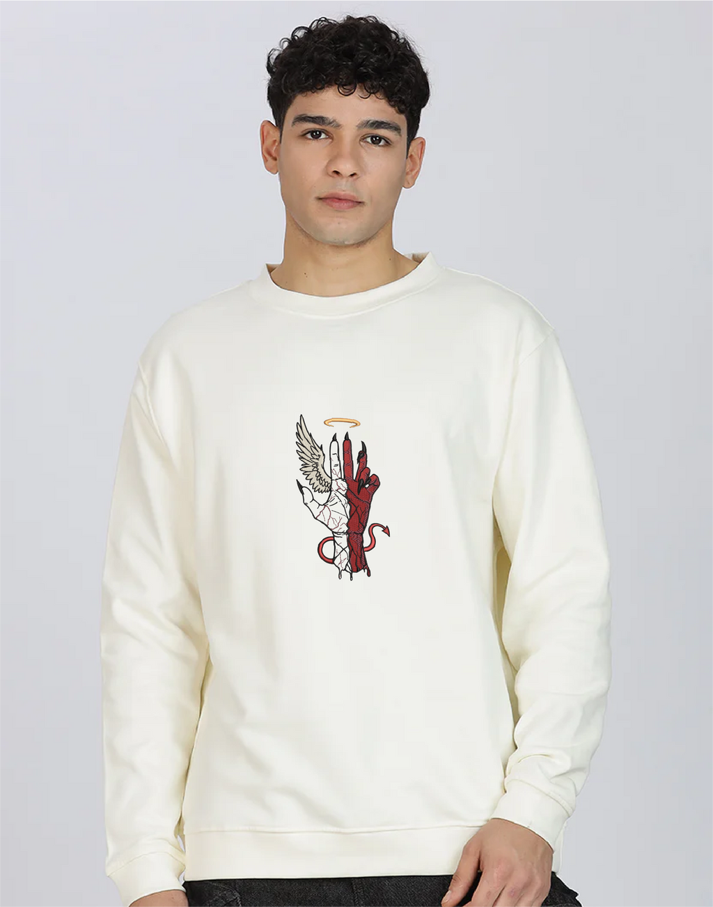 Unisex Premium Oversized Cotton Sweatshirt - Embroidery Choose Your Side