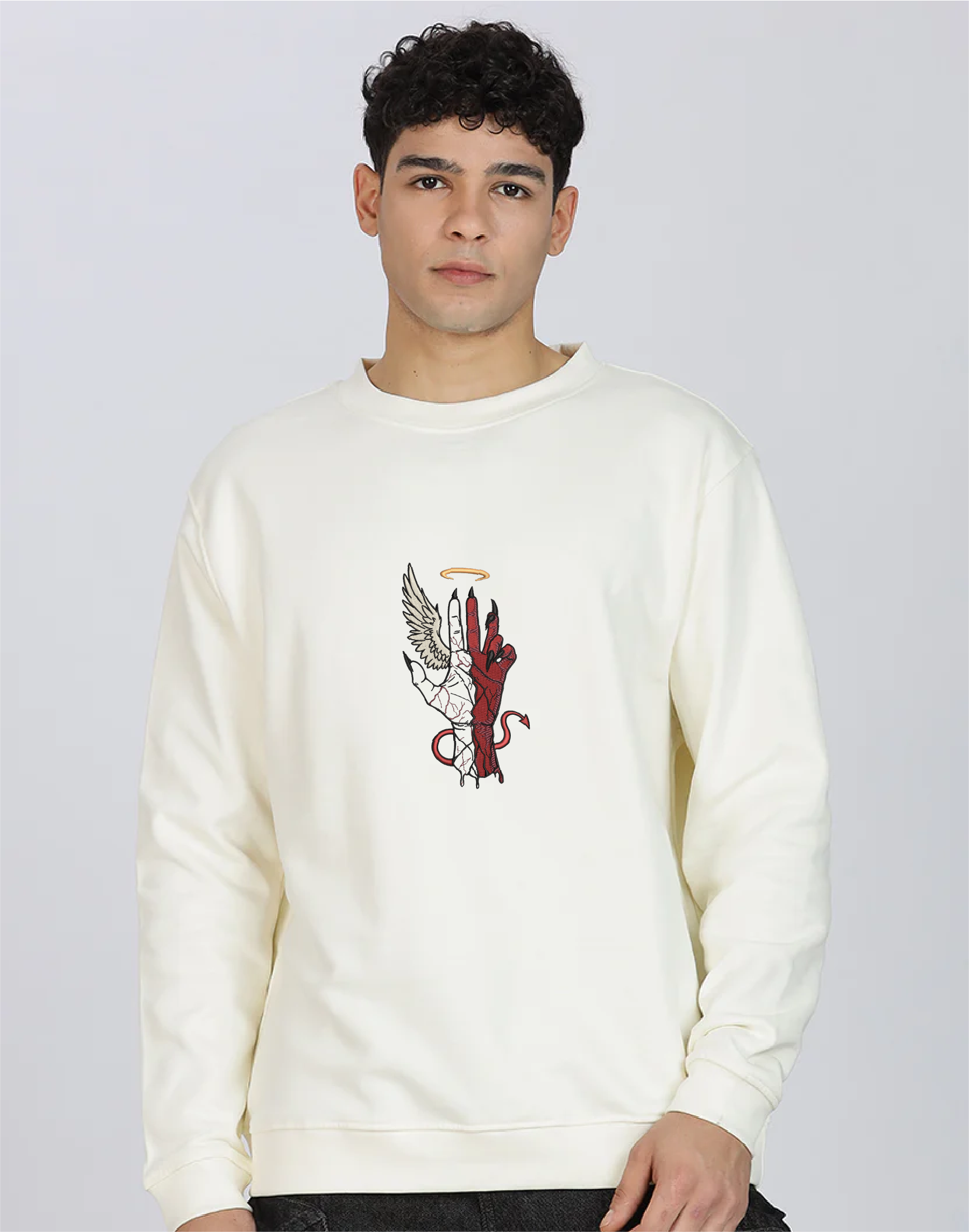 Unisex Premium Oversized Cotton Sweatshirt - Embroidery Choose Your Side