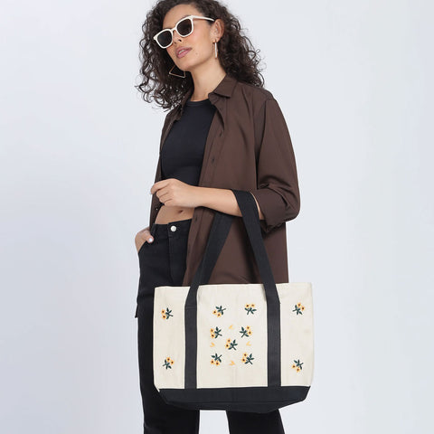 Black Stripe Tote bag /Cotton Canvas Tote bag