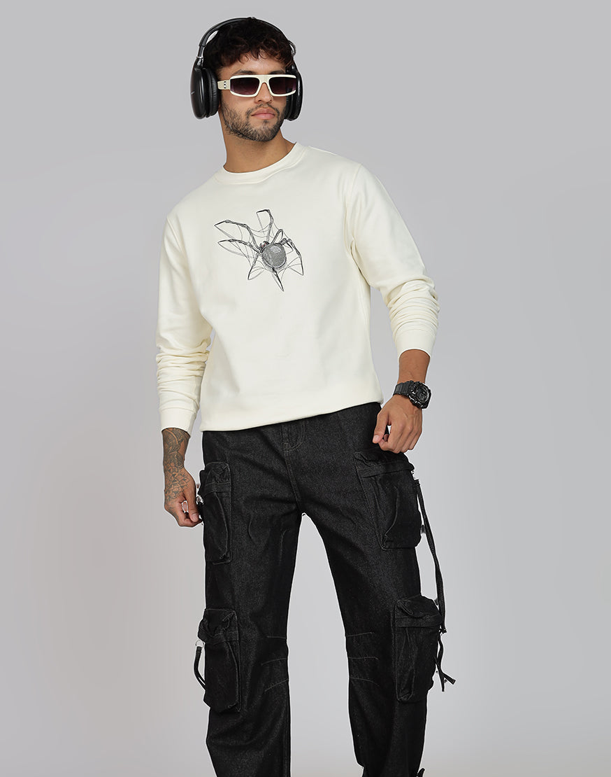 Unisex Premium Oversized Cotton Sweatshirt - Embroidery Spider