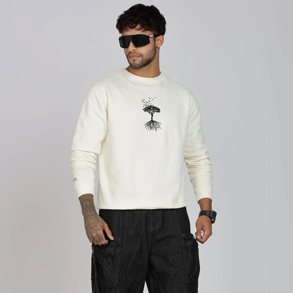 Cotton Oversized Off-White Sweatshirt