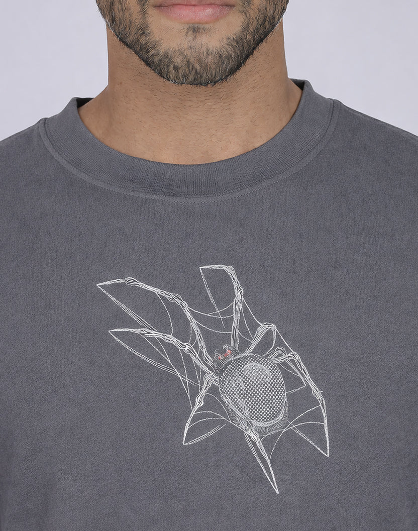 Unisex Premium Oversized Cotton Sweatshirt - Embroidery Spider