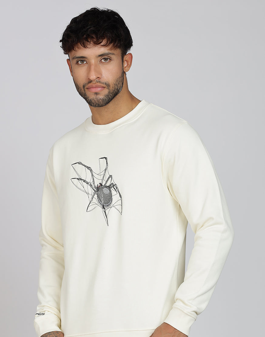 Unisex Premium Oversized Cotton Sweatshirt - Embroidery Spider