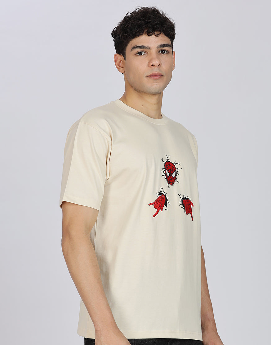 Unisex Premium Oversized Cotton T-shirt - Embroidery Spider