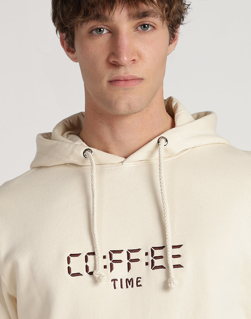 Unisex Premium Oversized Cotton Hoodie - Embroidery Coffee