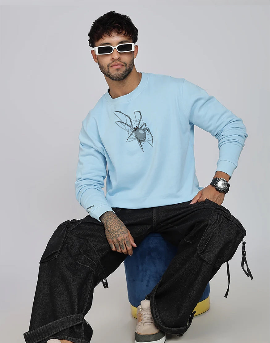 Unisex Premium Oversized Cotton Sweatshirt - Embroidery Spider