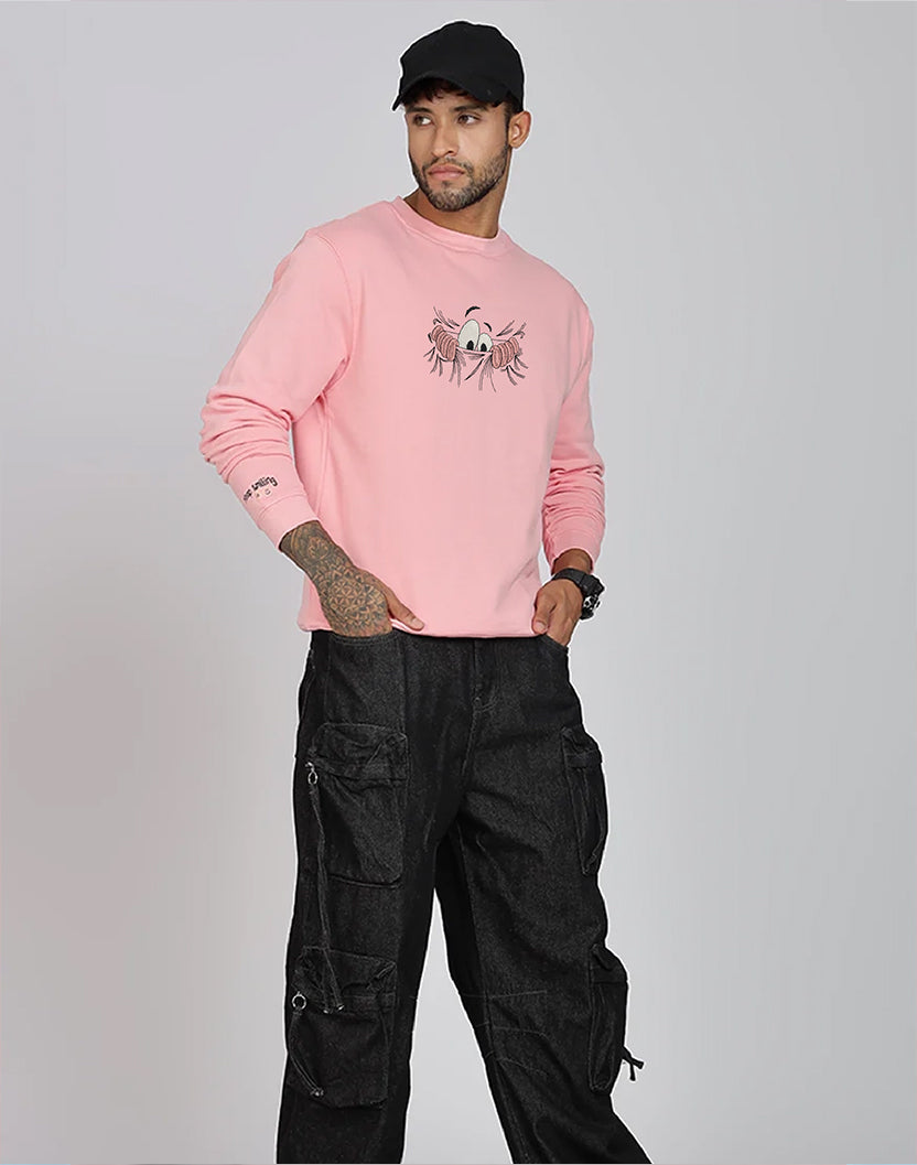 Unisex Premium Oversized Cotton Sweatshirt - Embroidery Don’t Look At Me