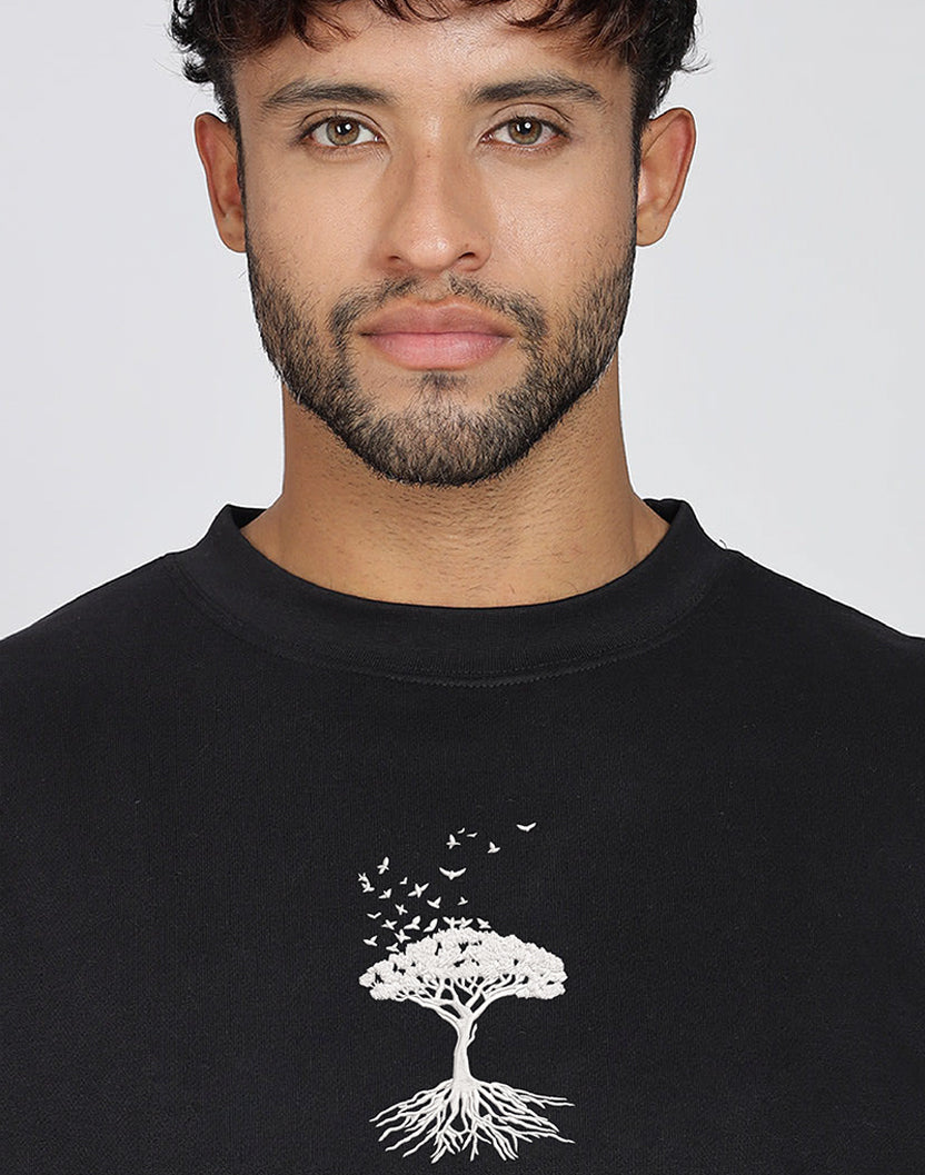Unisex Premium Oversized Cotton Sweatshirt - Embroidery Tree