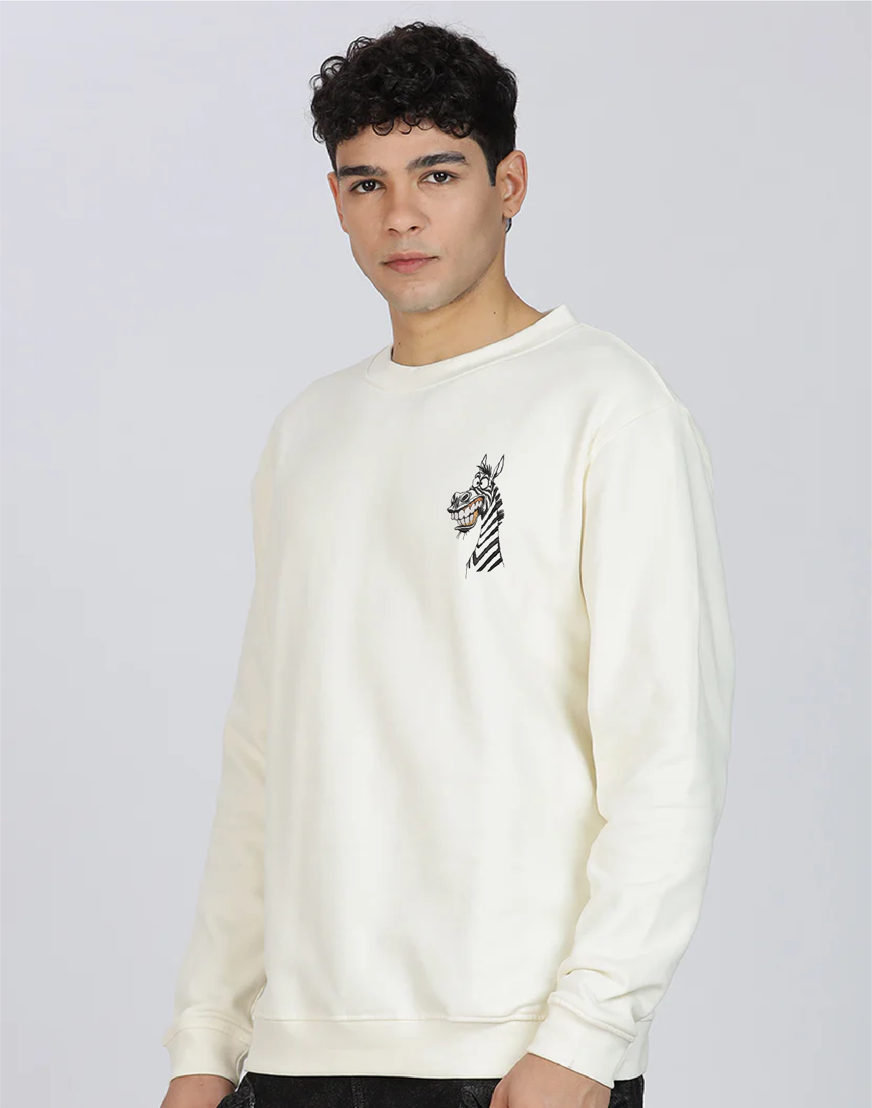 Unisex Premium Oversized Cotton Sweatshirt - Embroidery Ziggy the Zebra