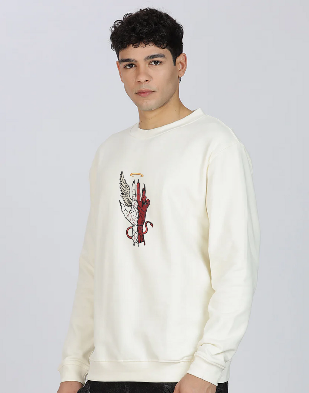 Unisex Premium Oversized Cotton Sweatshirt - Embroidery Choose Your Side