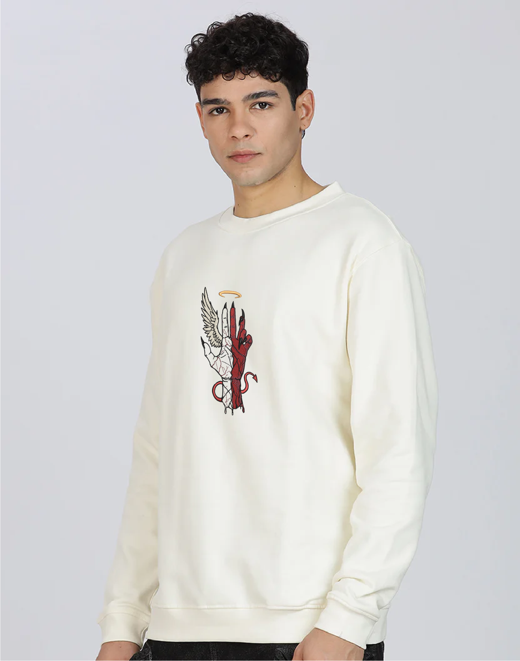Unisex Premium Oversized Cotton Sweatshirt - Embroidery Choose Your Side