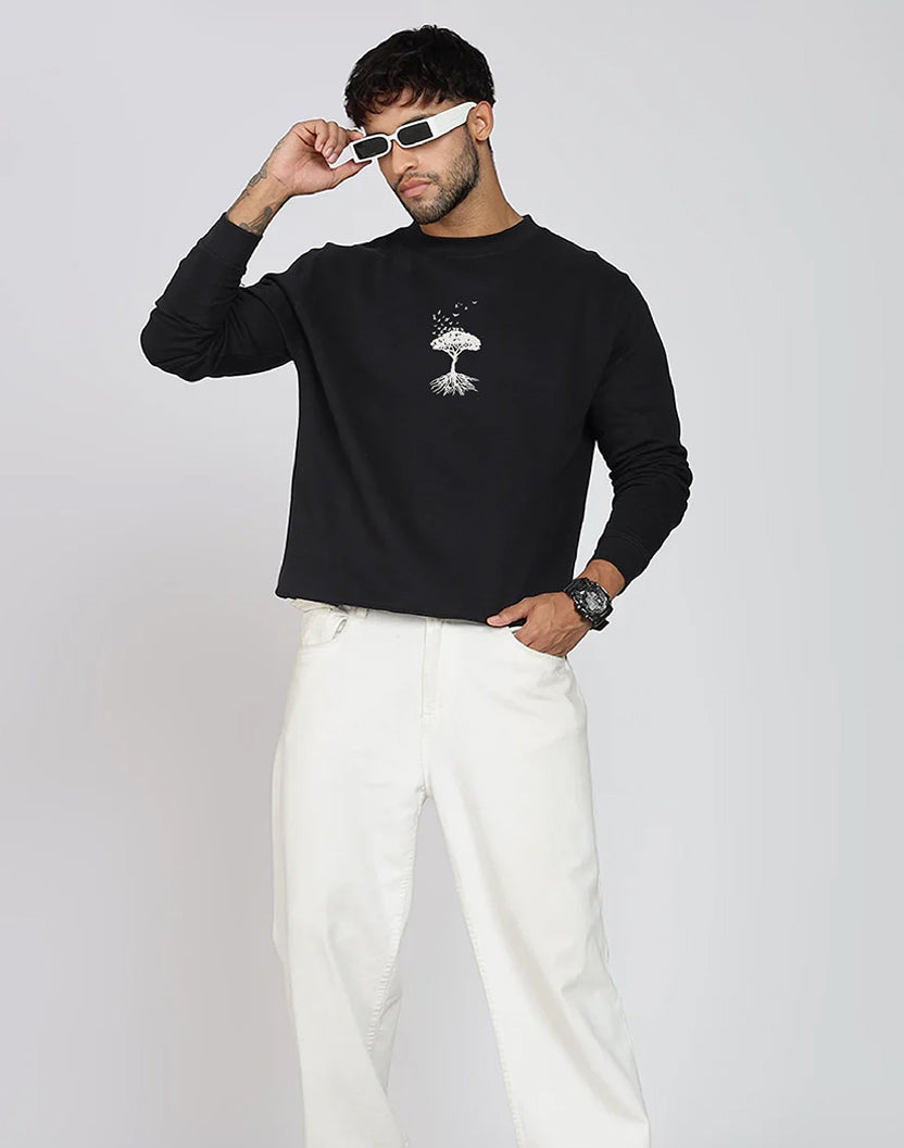 Unisex Premium Oversized Cotton Sweatshirt - Embroidery Tree