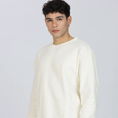 Cotton Oversized Off-White Sweatshirt