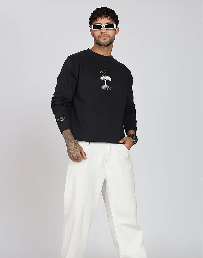 Unisex Premium Oversized Cotton Sweatshirt - Embroidery Tree