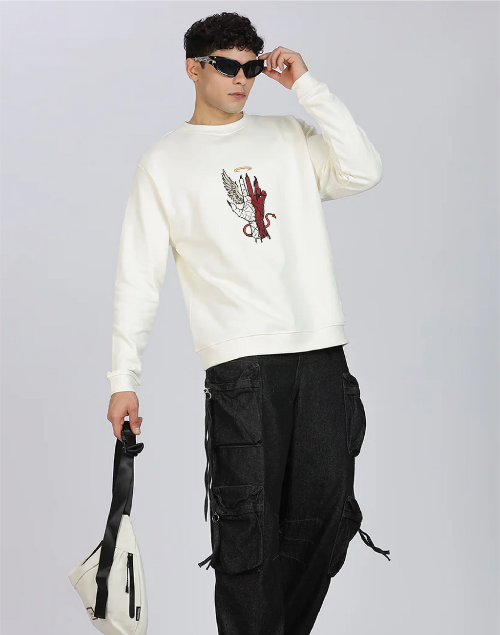 Unisex Premium Oversized Cotton Sweatshirt - Embroidery Choose Your Side