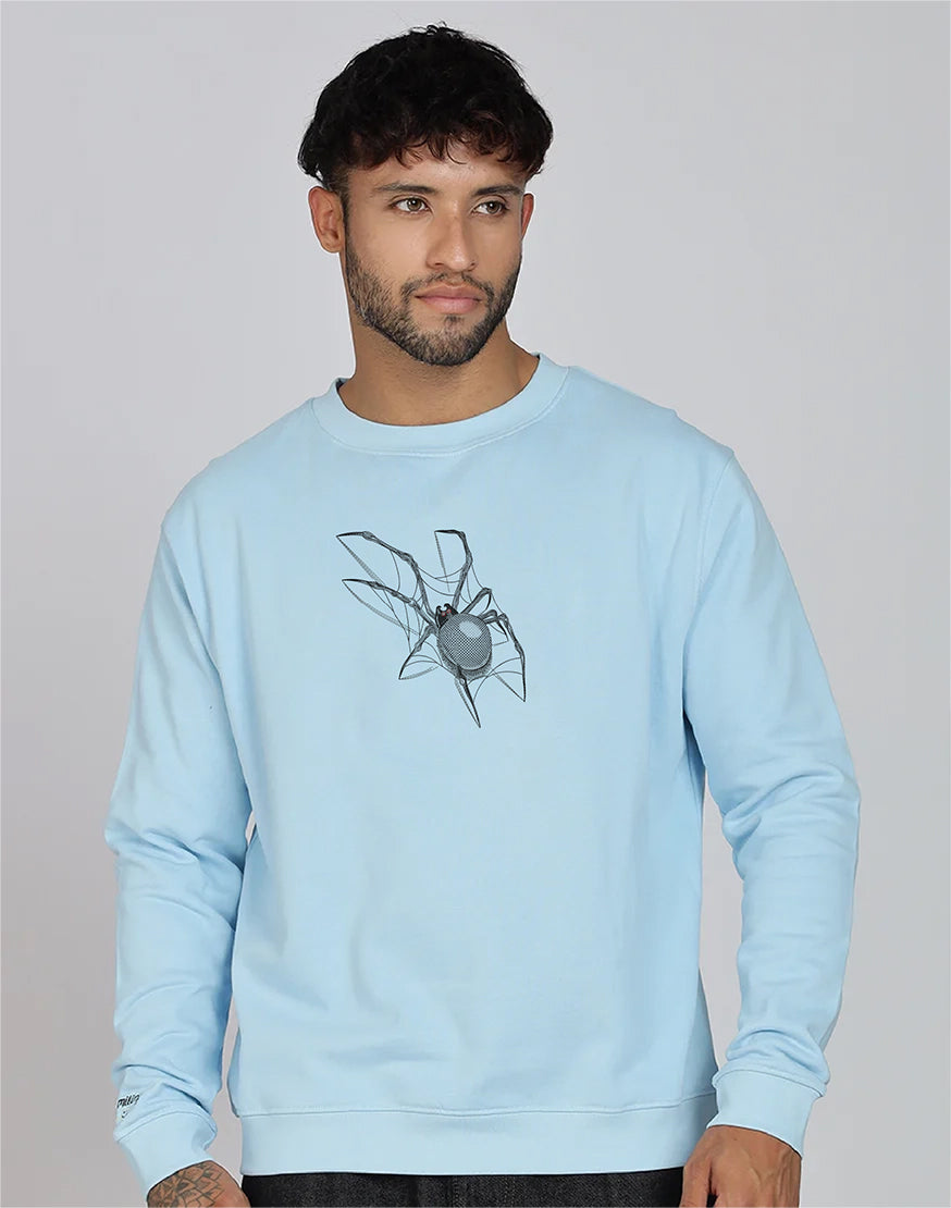 Unisex Premium Oversized Cotton Sweatshirt - Embroidery Spider