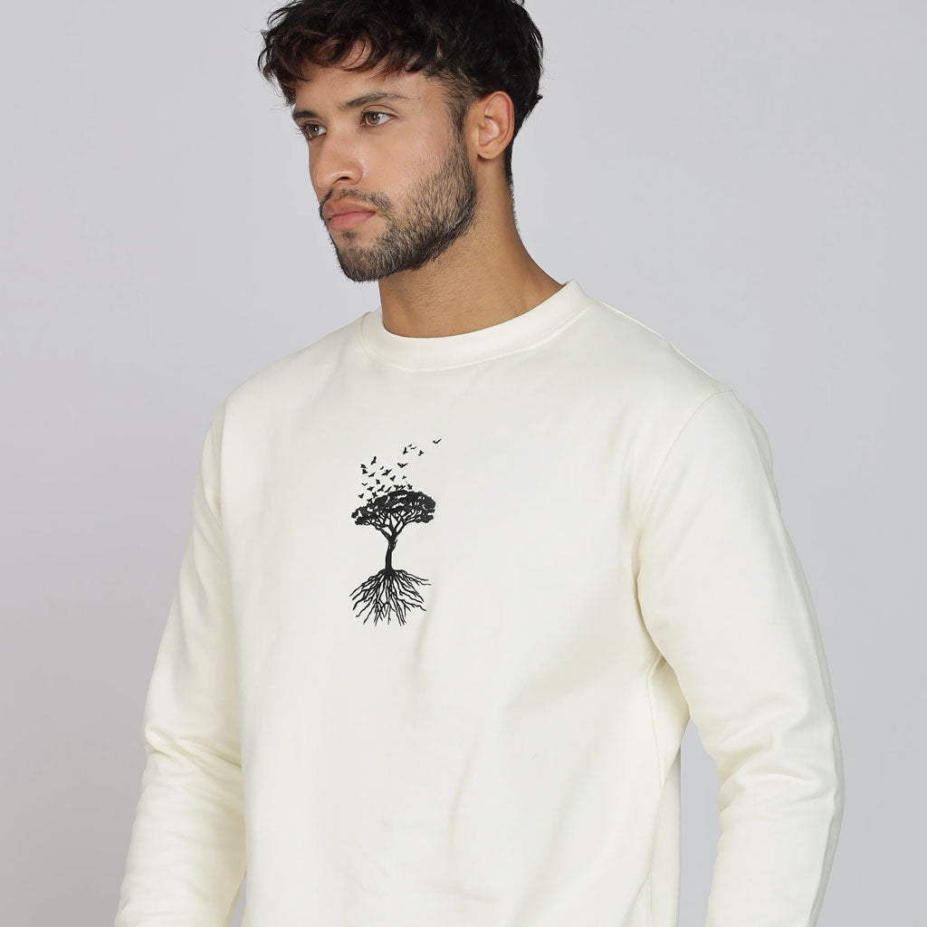 Cotton Oversized Off-White Sweatshirt