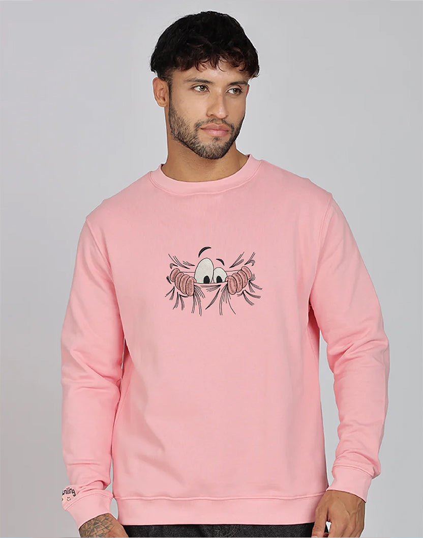 Unisex Premium Oversized Cotton Sweatshirt - Embroidery Don’t Look At Me