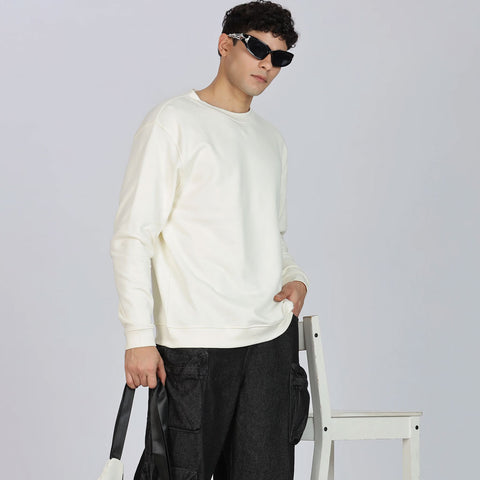 Cotton Oversized Off-White Sweatshirt