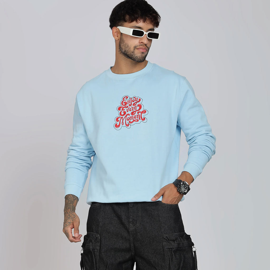 Cotton Oversized Light Blue Sweatshirt