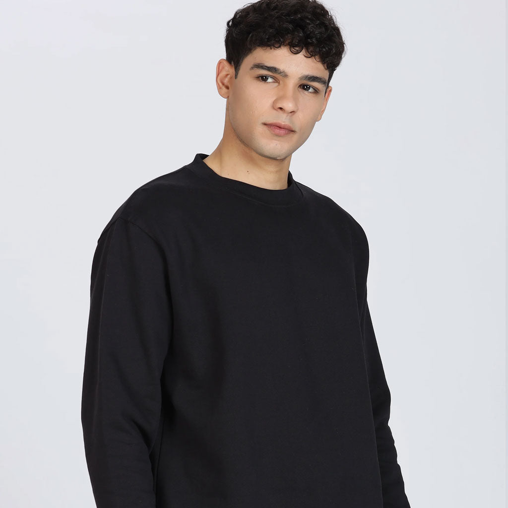 Cotton Oversized Black Sweatshirt