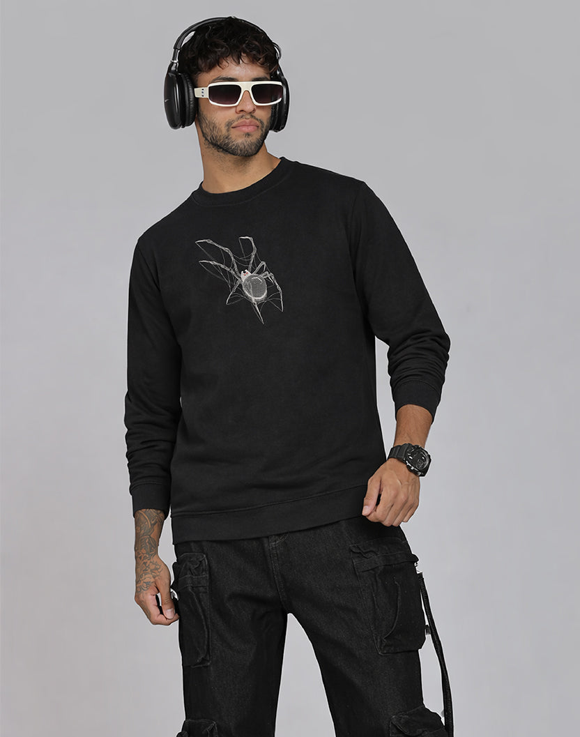Unisex Premium Oversized Cotton Sweatshirt - Embroidery Spider