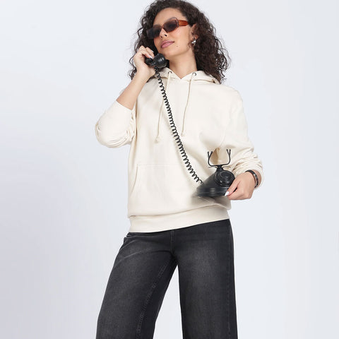 Cotton Oversized Off-white Hoodie